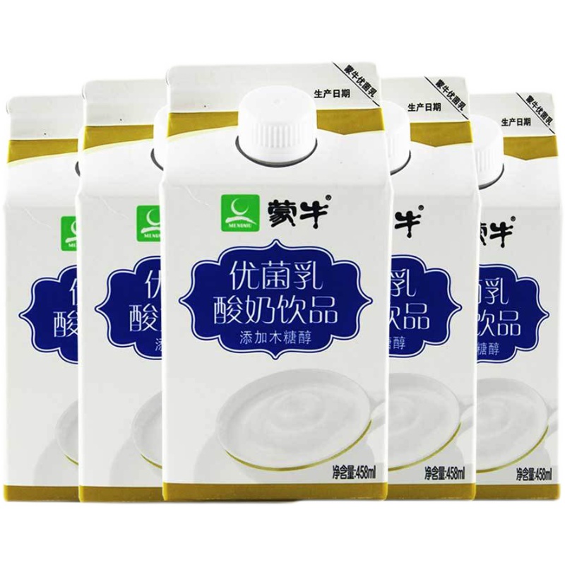 蒙牛官方旗舰店官网活菌型酸奶饮品458ml*12盒0蔗糖 优菌乳 0添加